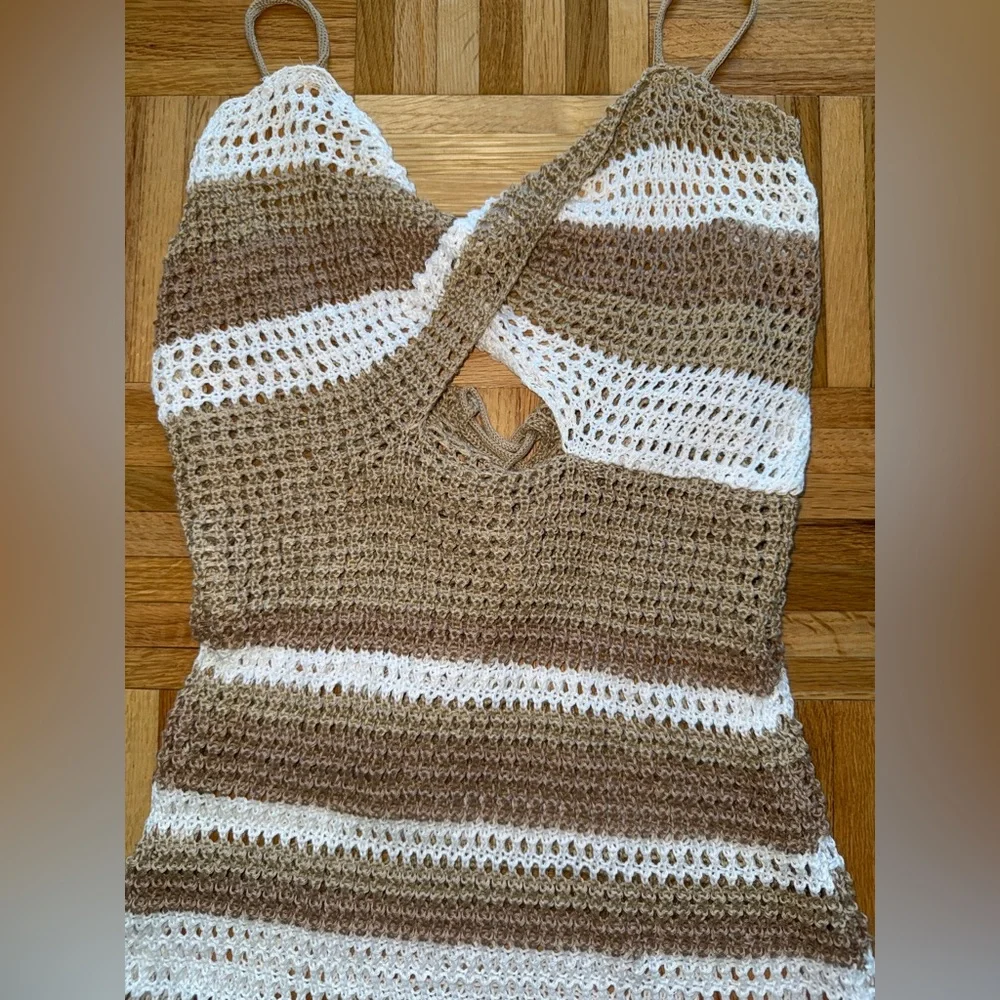 Crochet Knit Boho Beach Dress Cover-Up - Picture 3 of 5